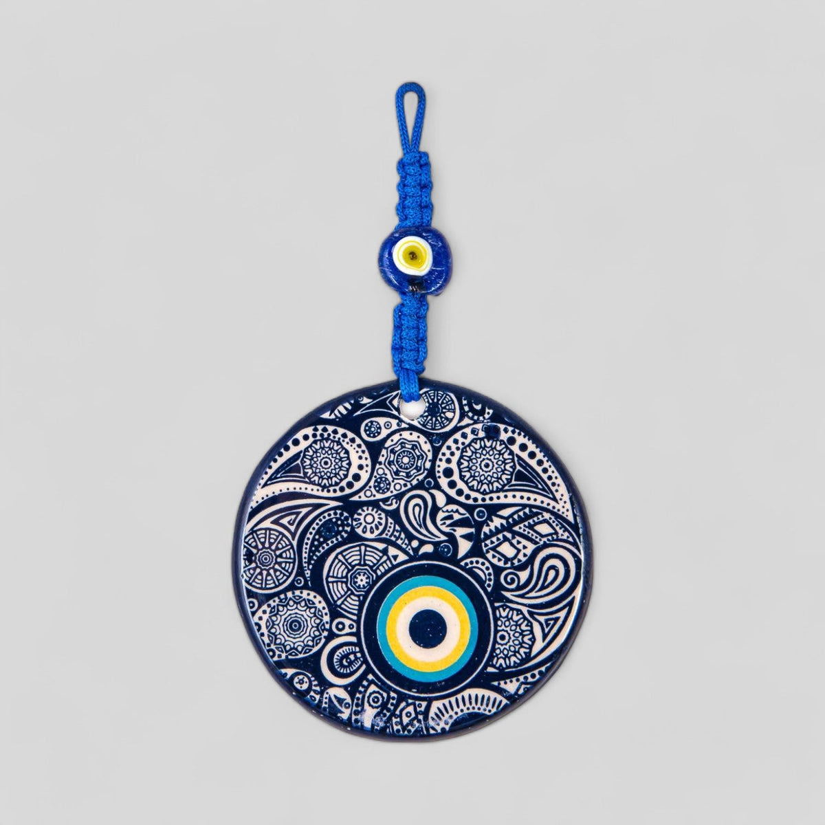 Wall Hanging Ceramic Evil Eye Nazar Boncuk Mal De Ojo, Modern Boho Style Home Decor -- Paisley Evil Eye