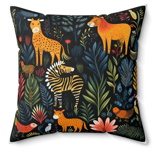 Abstract Jungle Square Throw Pillow