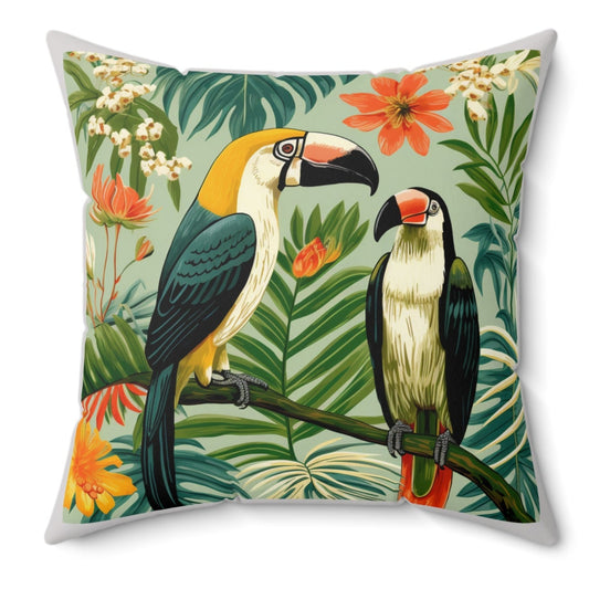 Floral Toucan Square Throw Pillow