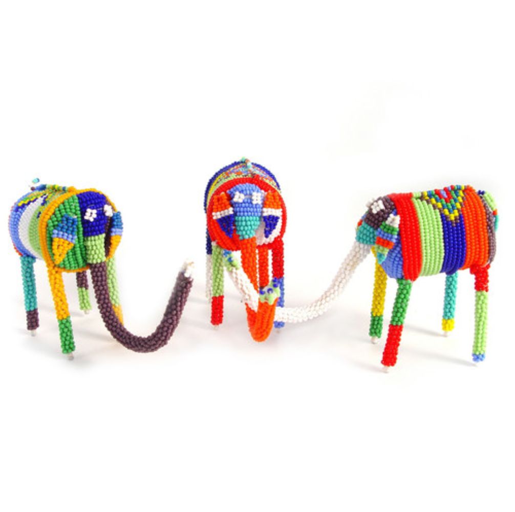 Small Beaded Elephant - Multicolor