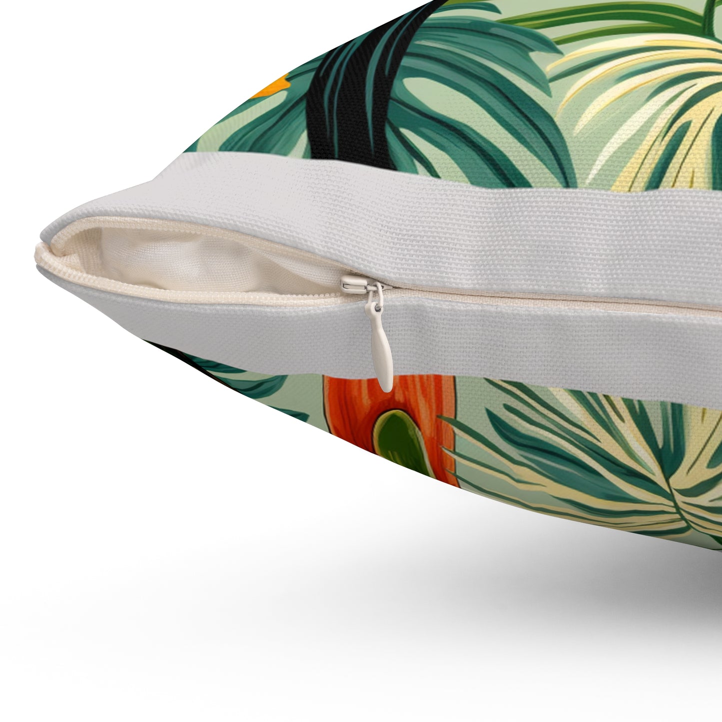 Floral Toucan Square Throw Pillow