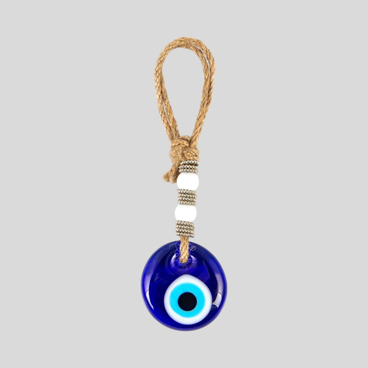 Wall Hanging Evil Eye - White/Silver Nazar Boncuk Mal De Ojo, Modern Boho Style Home Decor, Turkish Gift, Valentine's Day