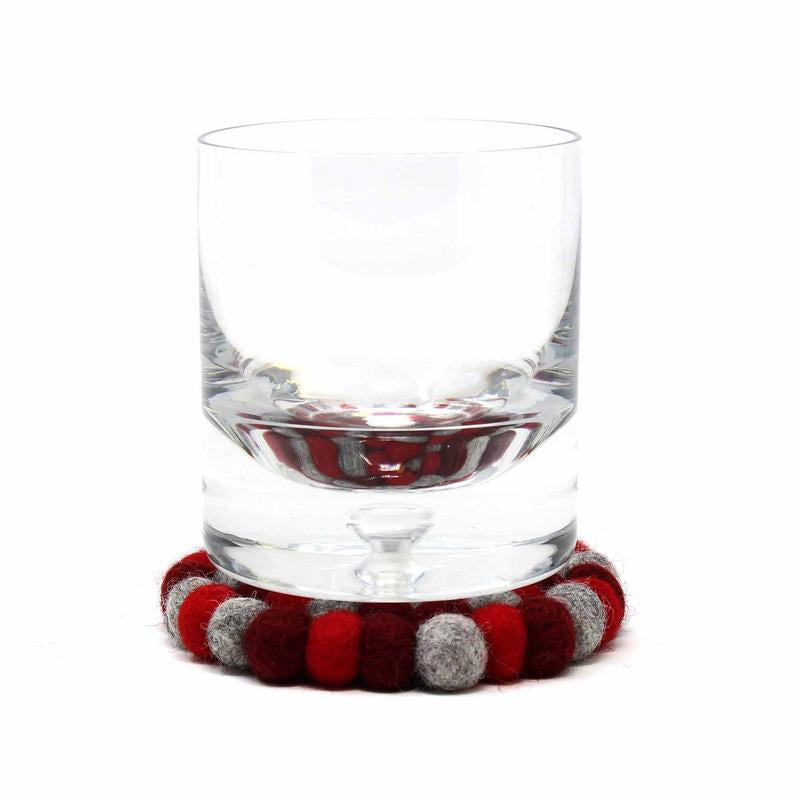Global Groove Hand Crafted Felt Ball Coasters Chakra Reds