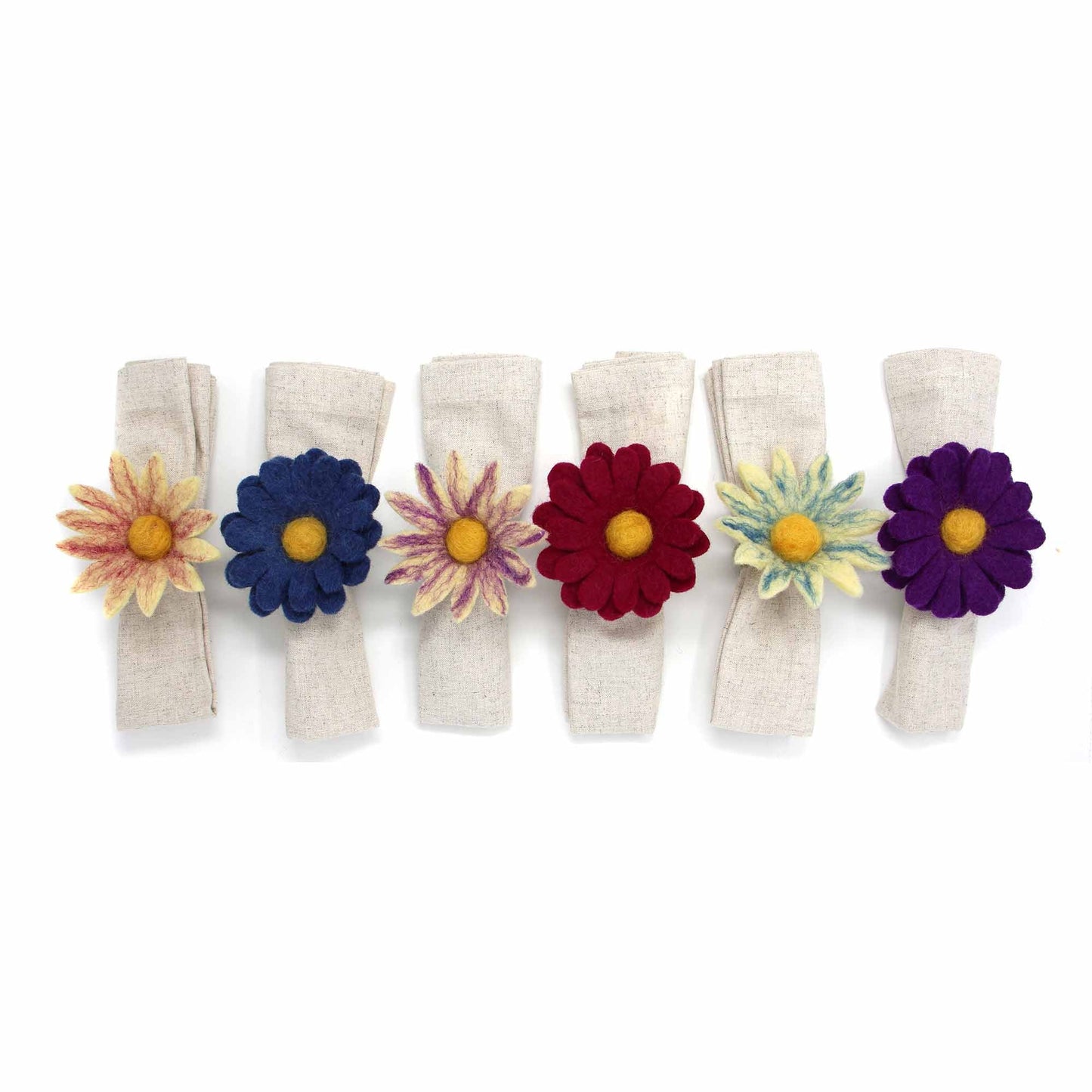 Global Groove Hand-Felted Daisy Napkin Rings