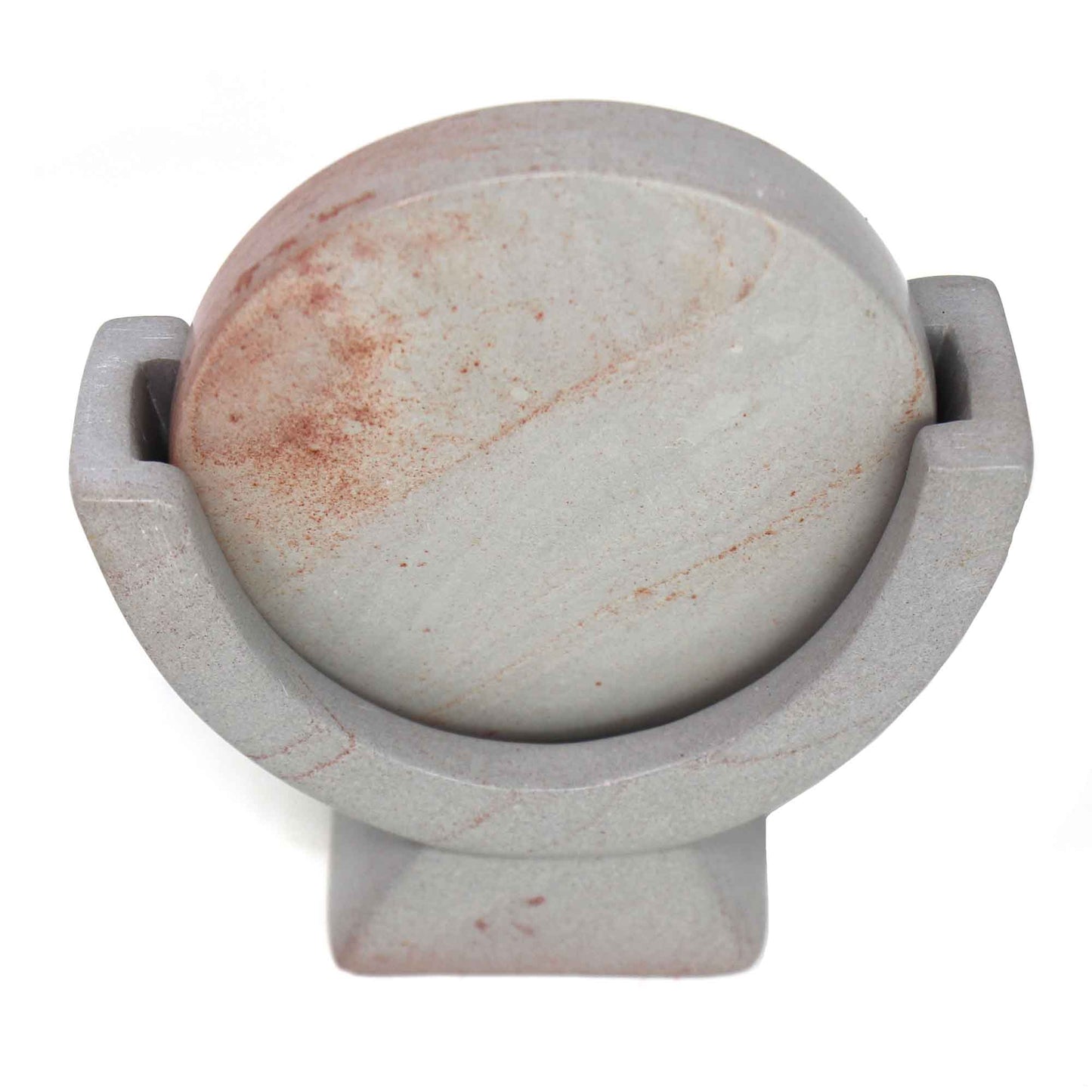 SMOLArt Compass Soapstone Sculpture Light Gray Stone