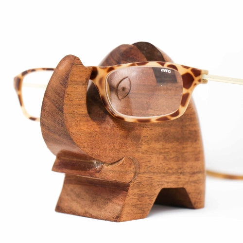 Asha Handicrafts Elephant Eyeglass Acacia Wood Stand
