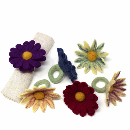 Global Groove Hand-Felted Daisy Napkin Rings