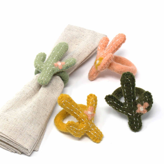 Global Groove Hand-Felted Cactus Napkin Rings