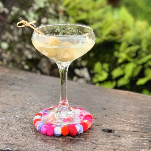 Global Groove Hand Crafted Felt Ball Coasters Rainbow