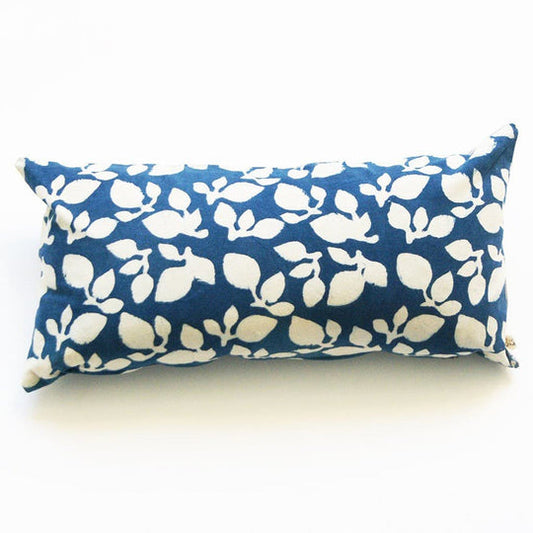 Rustic Loom Indigo Blue Leaf Lumbar Pillow