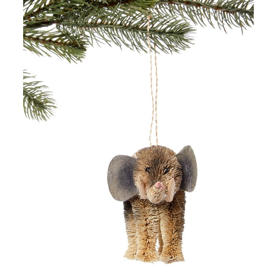 Silk Road Bazaar Bottle Brush Elephant Holiday Ornament