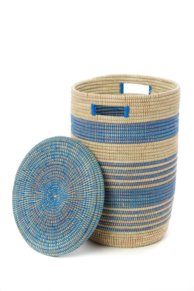 Swahili African Modern Set of Three Blue Ebb & Flow Striped Hampers
Jungle Pillows