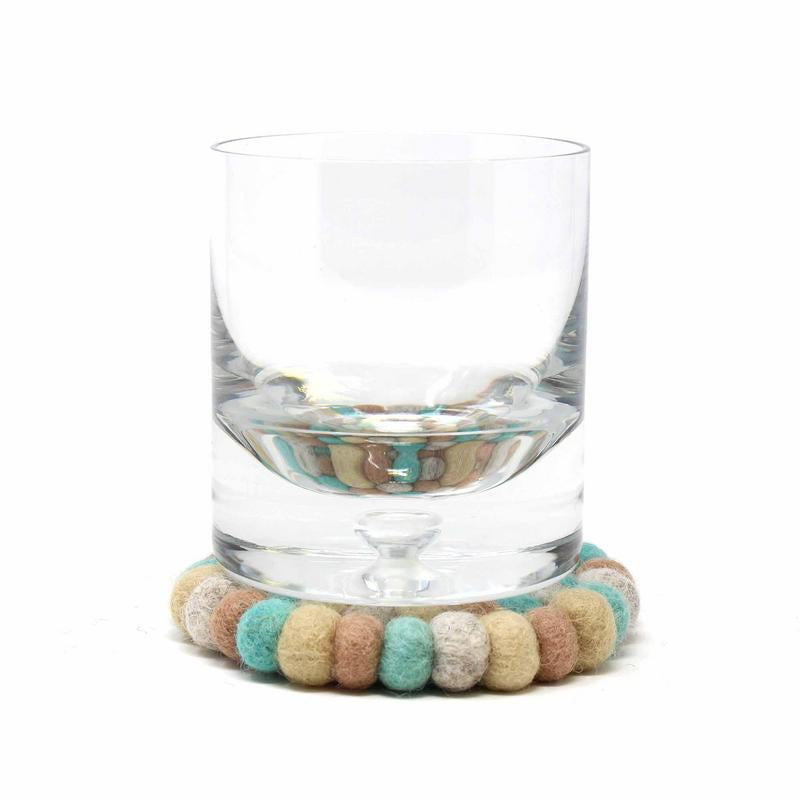 Global Groove Hand Crafted Felt Ball Coasters Sky