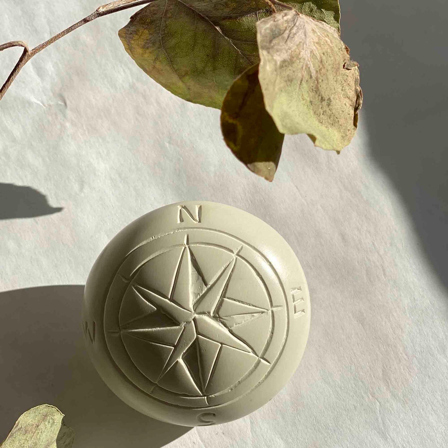 SMOLArt Compass Soapstone Sculpture, Natural Stone