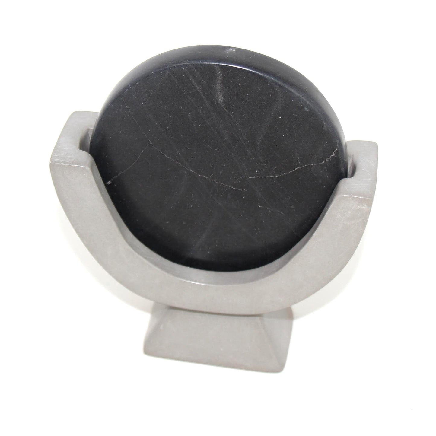 SMOLArt Compass Soapstone Sculpture Dark Gray Stone
