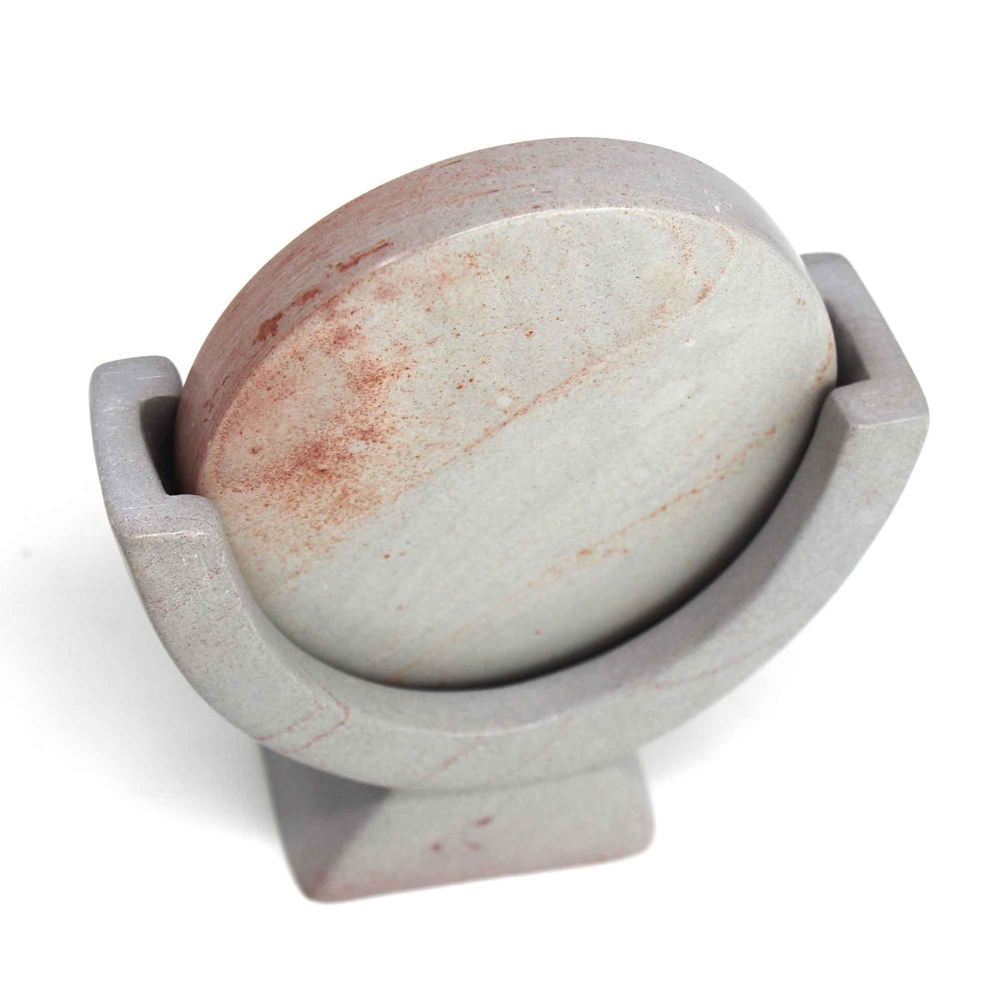SMOLArt Compass Soapstone Sculpture Light Gray Stone