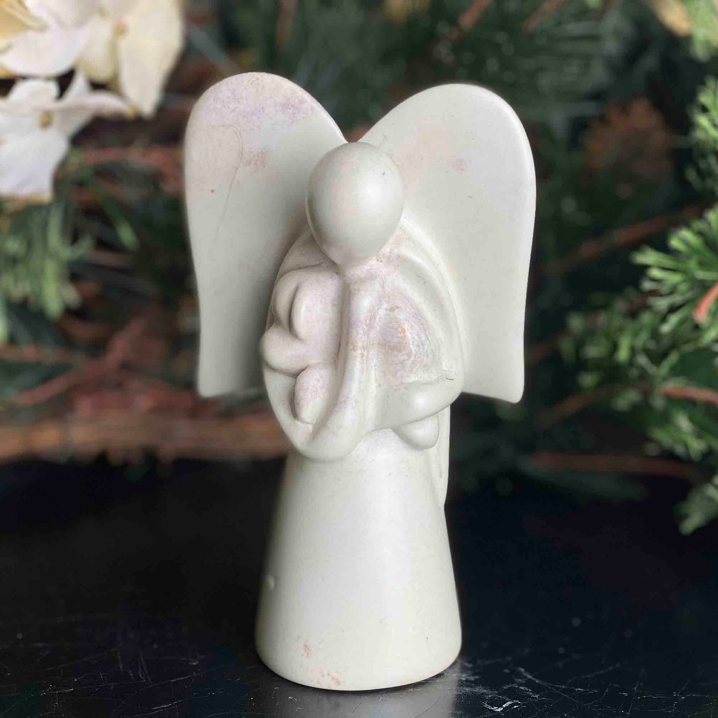 SMOLArt Angel Soapstone Sculpture Holding Dog