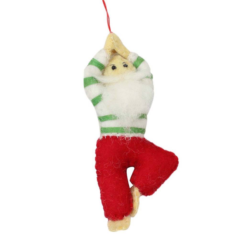 Global Groove Yoga Santa Felt Ornament