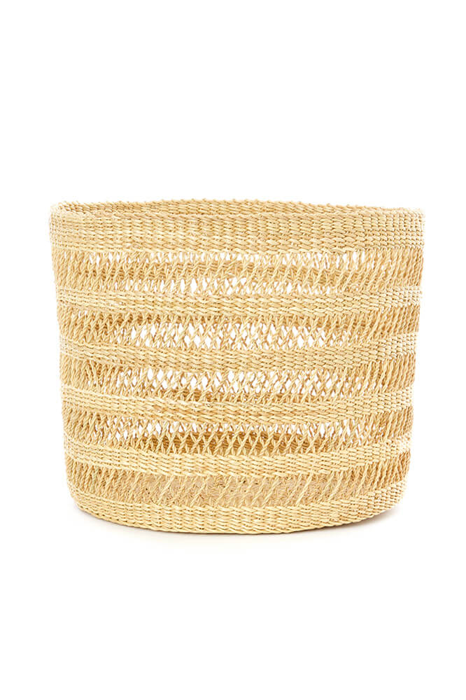 Swahili African Modern Set of Three Veta Vera Lace Weave Basket Bins