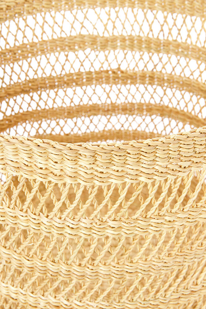 Swahili African Modern Set of Three Veta Vera Lace Weave Basket Bins
