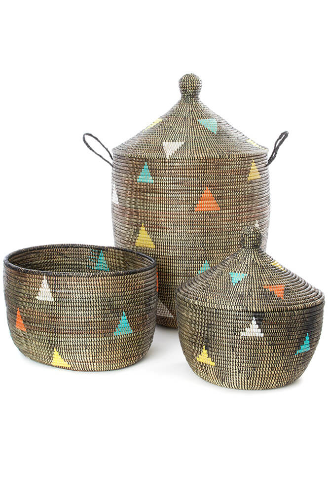 Swahili African Modern Teranga Triangles Knitting Basket