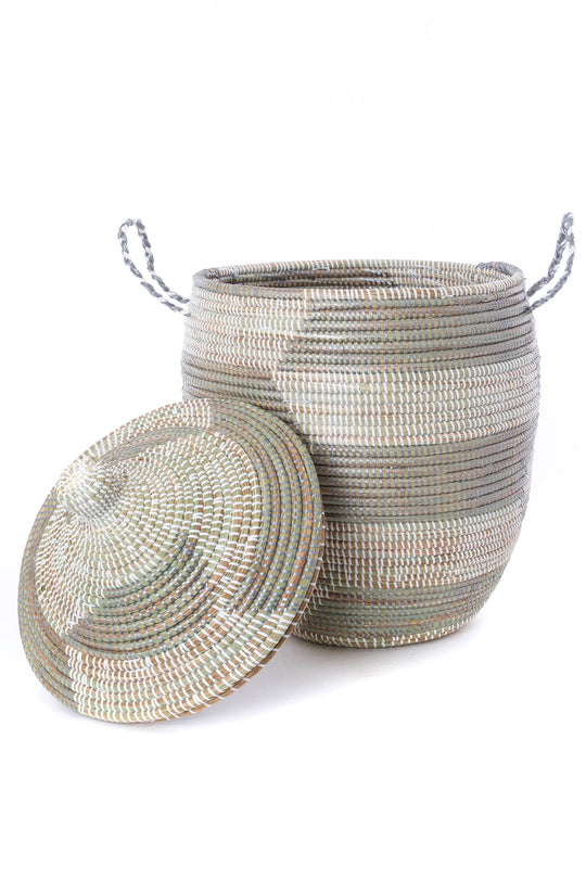 Swahili African Modern Medium Silver and White Prayer Mat Hamper