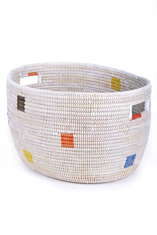 Swahili African Modern Set of Three Prismatic Pixels Sewing Baskets