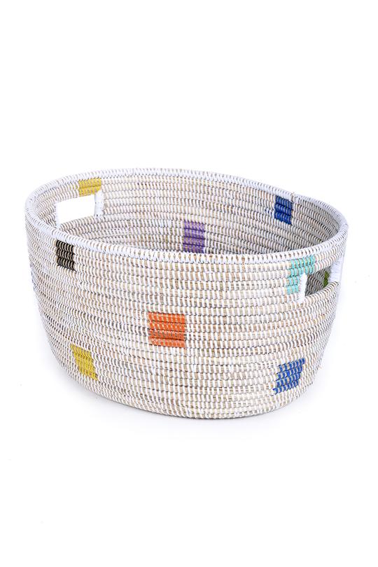 Swahili African Modern Set of Three Prismatic Pixels Sewing Baskets