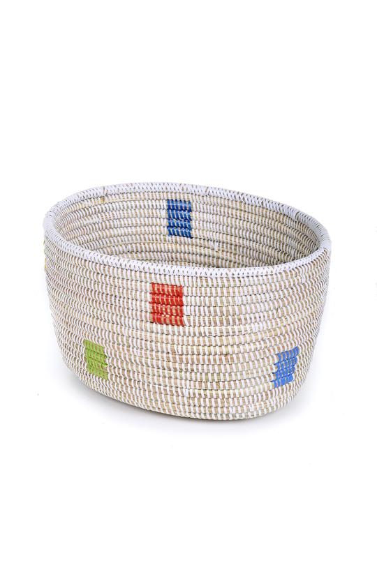 Swahili African Modern Set of Three Prismatic Pixels Sewing Baskets