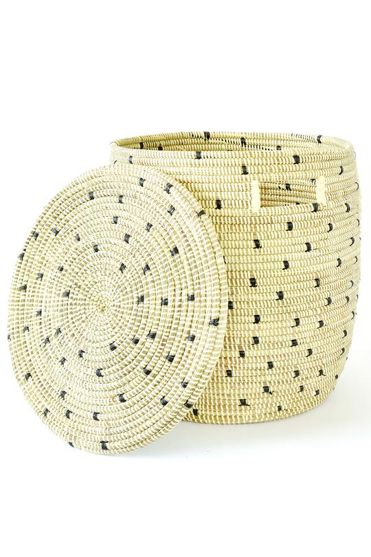 Swahili African Modern Cookies & Cream Flat Lid Storage Basket