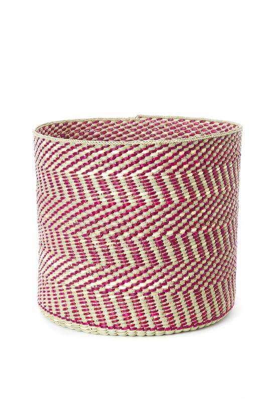 Swahili African Modern Berry & Natural Maila Milulu Reed Baskets