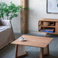Teak Coffee Table with Teak and Rattan Construction - Natural Wood / Brown