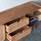 Teak TV Stand with Rattan Panels - Natural Wood / Brown
