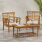 Caydon 2 Club Chairs + Table Outdoor Set with Slat Panel Design - Natural Wood
