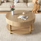 Coffee Table with Dual Storage - Natural Wood, 31.5" Round