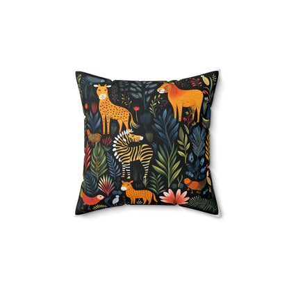 Abstract Jungle Square Throw Pillow