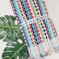 Bath Towels, Organic Turkish Cotton Pom Pom Towels in Red Multicolor
