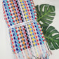 Bath Towels, Organic Turkish Cotton Pom Pom Towels in Orange Multicolor