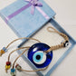 Evil Eye Wall Hanging, Handmade Glass Home Decor Macramé