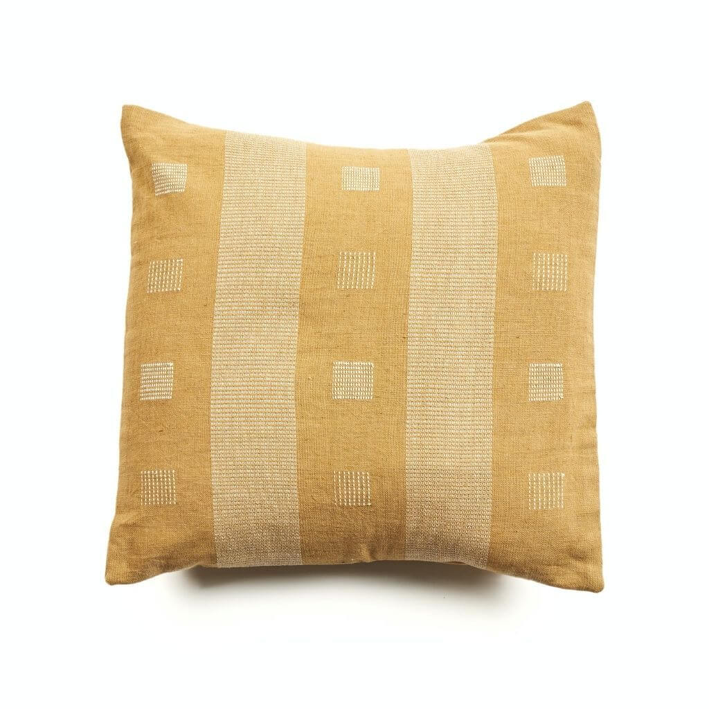 Chokor Nira Ochre Organic Cotton Handloom Pillow