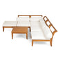 6 Piece Acacia Wood Outdoor Modular Sectional with Daybed - Teak Beige