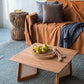 Teak Coffee Table with Teak and Rattan Construction - Natural Wood / Brown