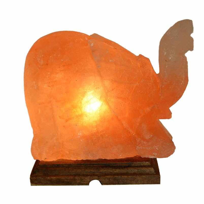 Elephant Shaped Salt Lamp - 9" avg. - Cord, Bulb, Dimmer