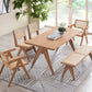 Natural Rattan Outdoor Dining Set with Wood Table – Velentina 5 Pieces - Light Brown