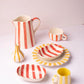 Red Stripe Pitcher | Handpainted Stoneware
