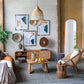 Teak Leisure Chair with Rattan Cane Back - Natural Wood / Brown