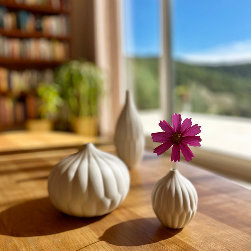 Textured Porcelain Vases Set of 3
