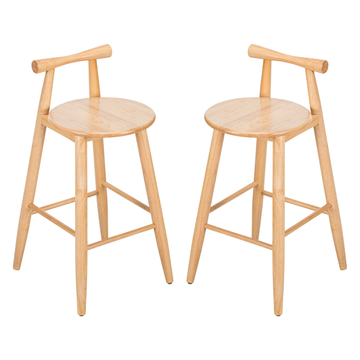 Natural Grove Indoor Barstool Set of 2 with Fabric Seat - Natural