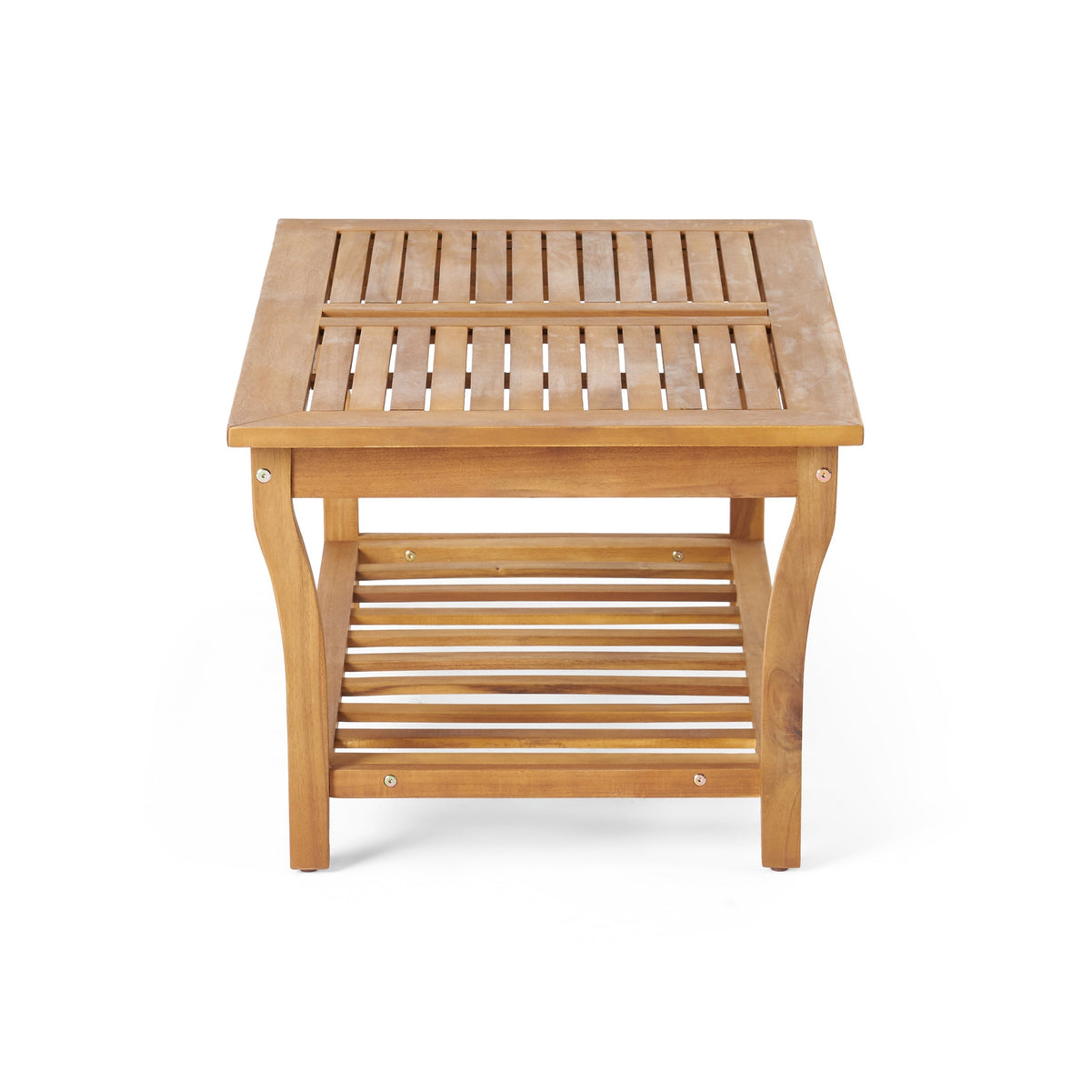 Caydon 2 Club Chairs + Table Outdoor Set with Slat Panel Design - Natural Wood