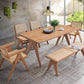 Natural Rattan Outdoor Dining Set with Wood Table – Velentina 5 Pieces - Light Brown